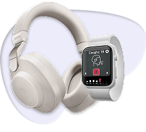 Wearable AI devices with headphones and smartwatch for audio analysis
